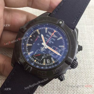 Copy Breitling Chronomat B01 Black Case Leather Strap 46mm Watch